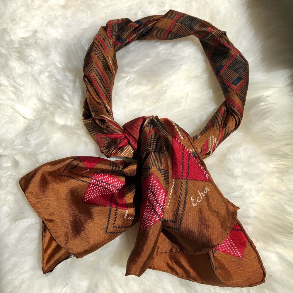 Geometric Plaid Silk Blend Scarf